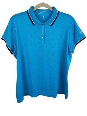 Nike Golf Dri-FIT Polo Shirt Womens XL Blue Short Sleeve Textured Dot